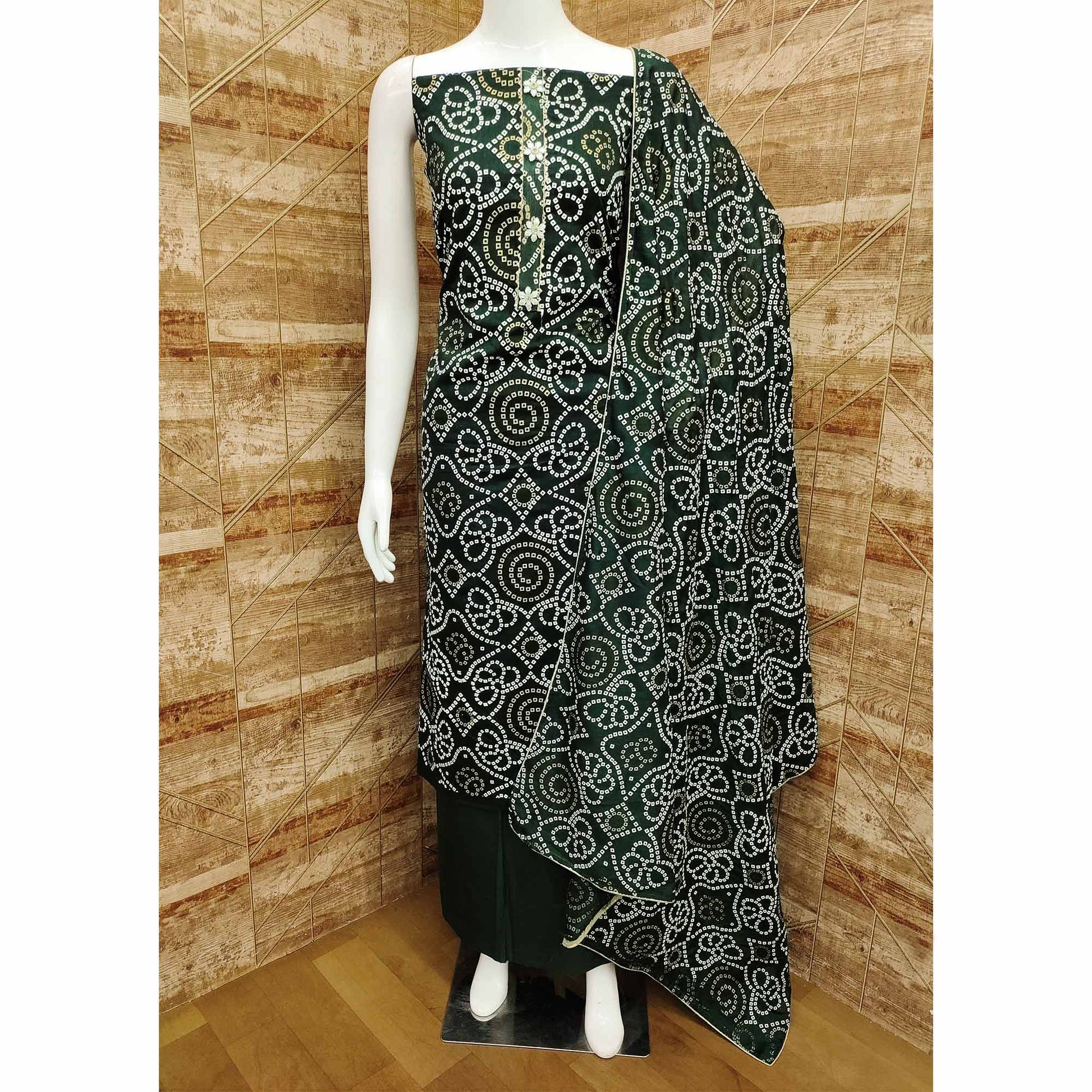 green-bandhani-printed-vichitra-silk-dress-material
