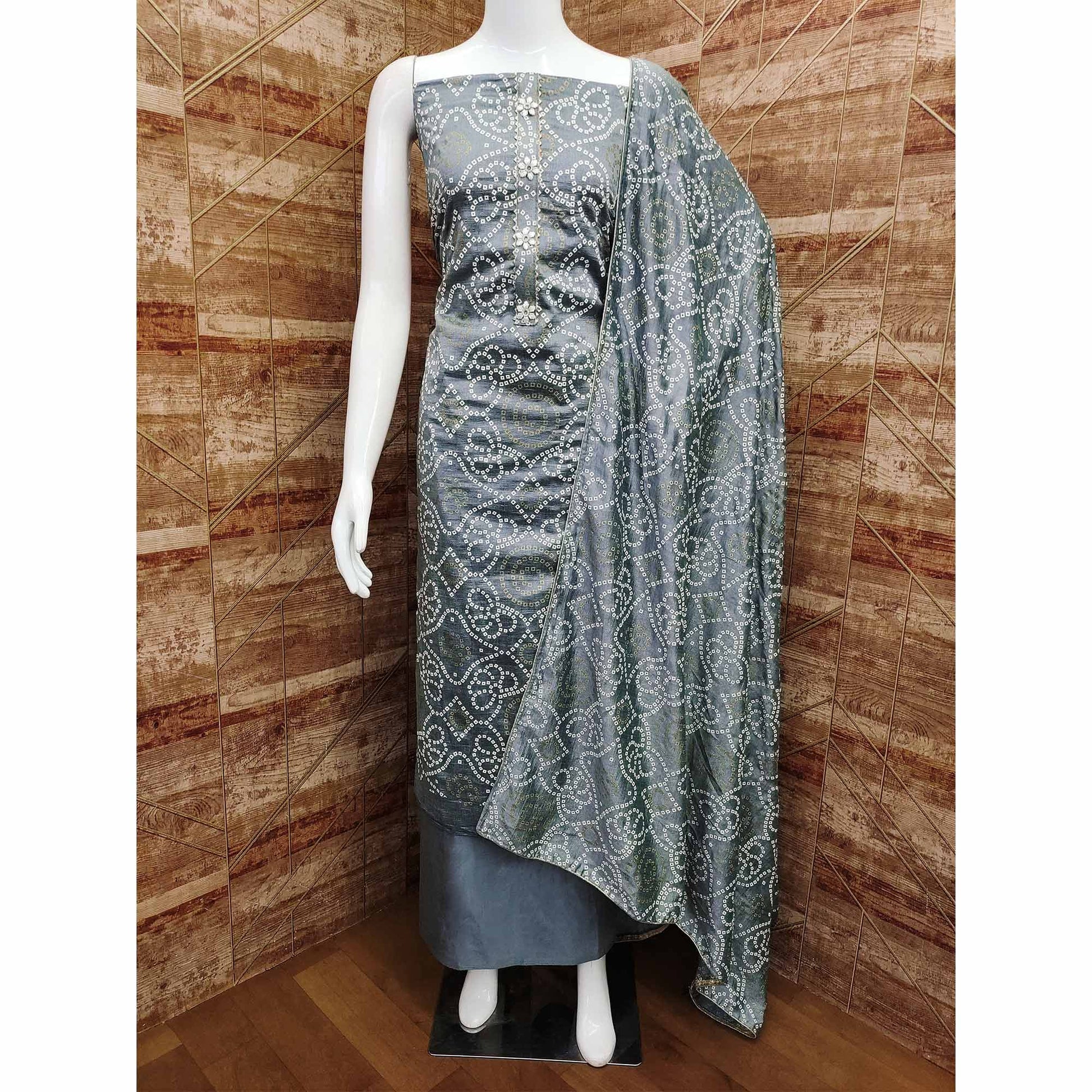 grey-bandhani-printed-vichitra-silk-dress-material