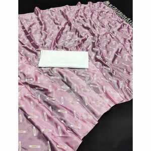 Mauve Printed Chiffon Saree With Tassels