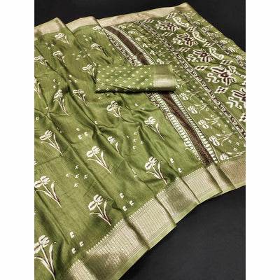 green-floral-printed-dola-silk-saree-6