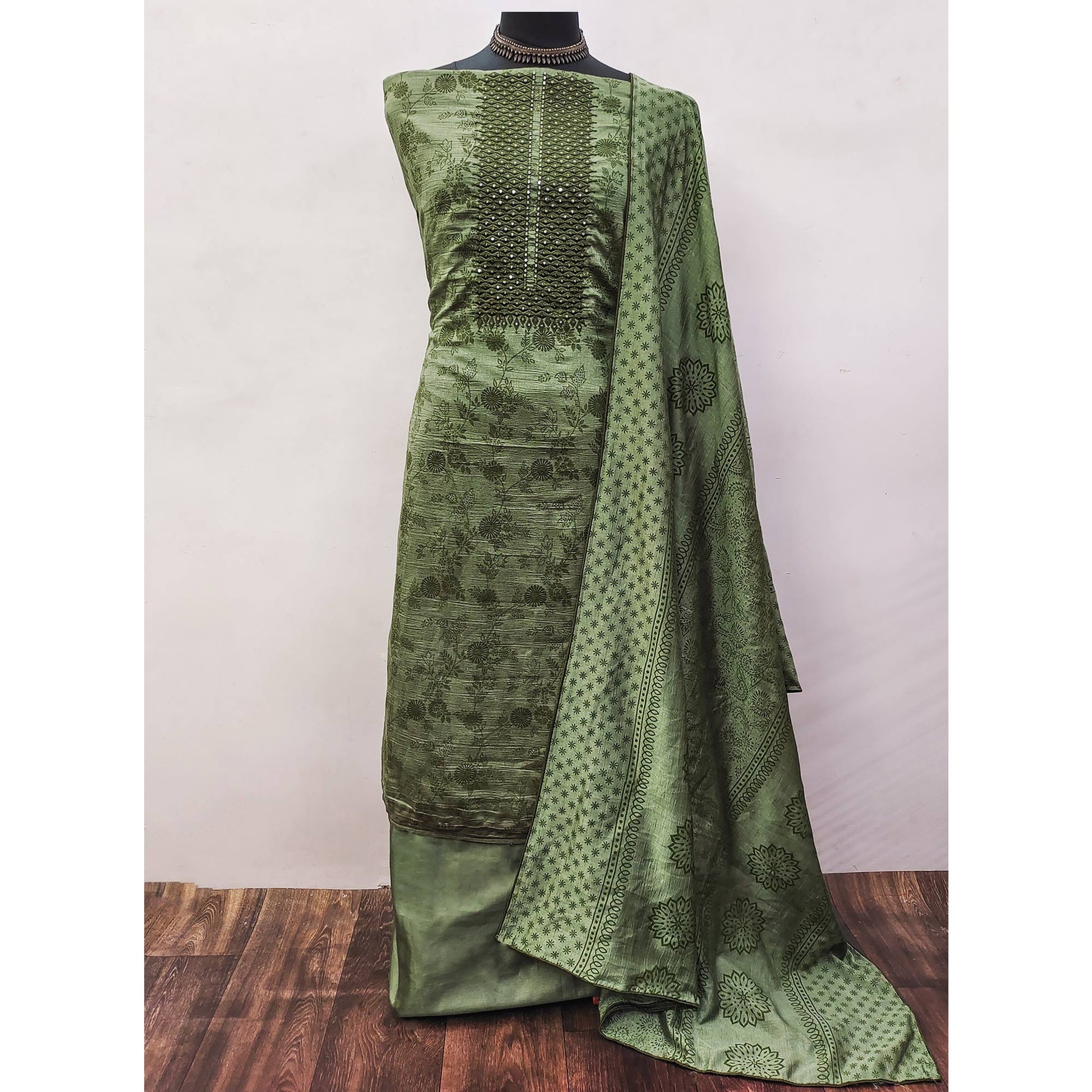 green-sequins-embroidered-vichitra-silk-dress-material-1