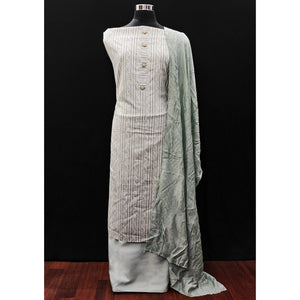 Grey Printed Pure Cotton Dress Material