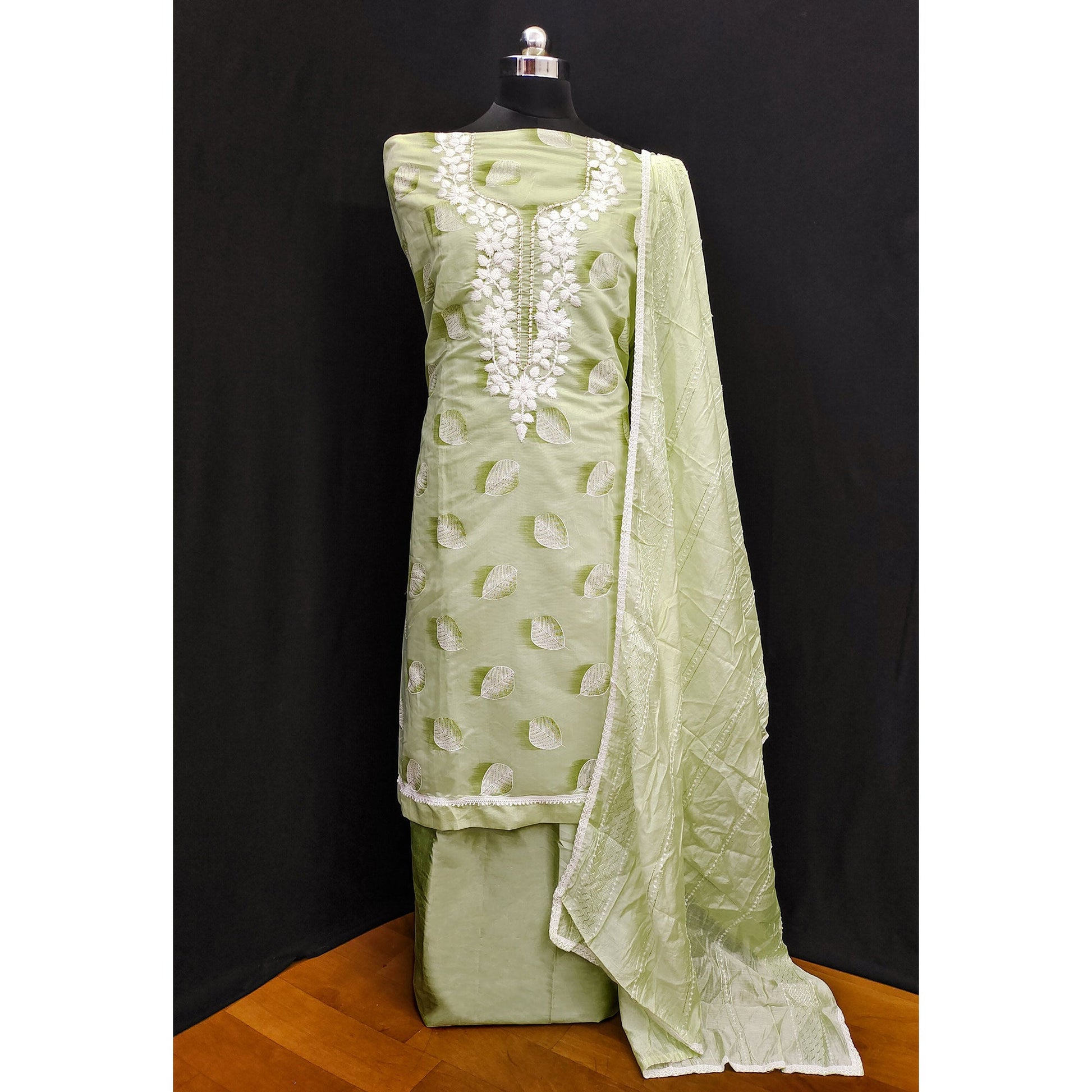 green-printed-chanderi-dress-material-1