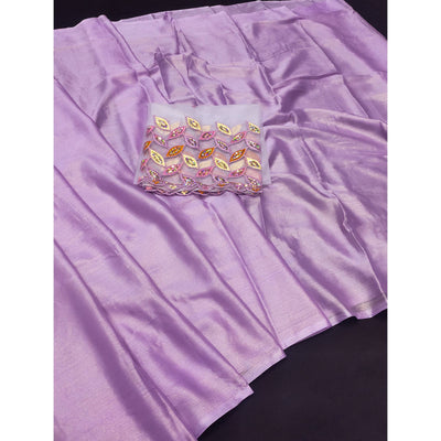 Lavender Solid Chiffon Saree