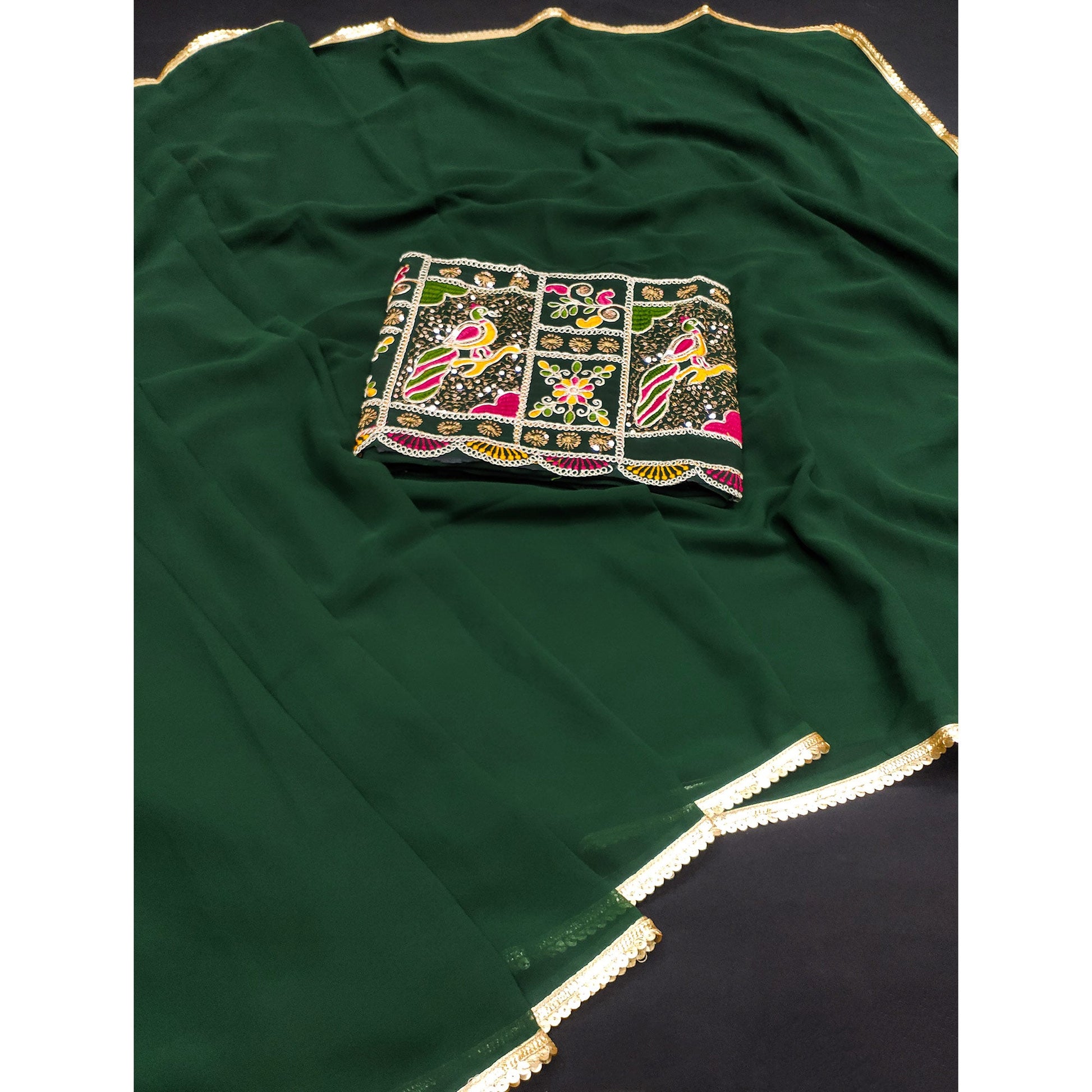 green-solid-georgette-saree-with-sequins-border