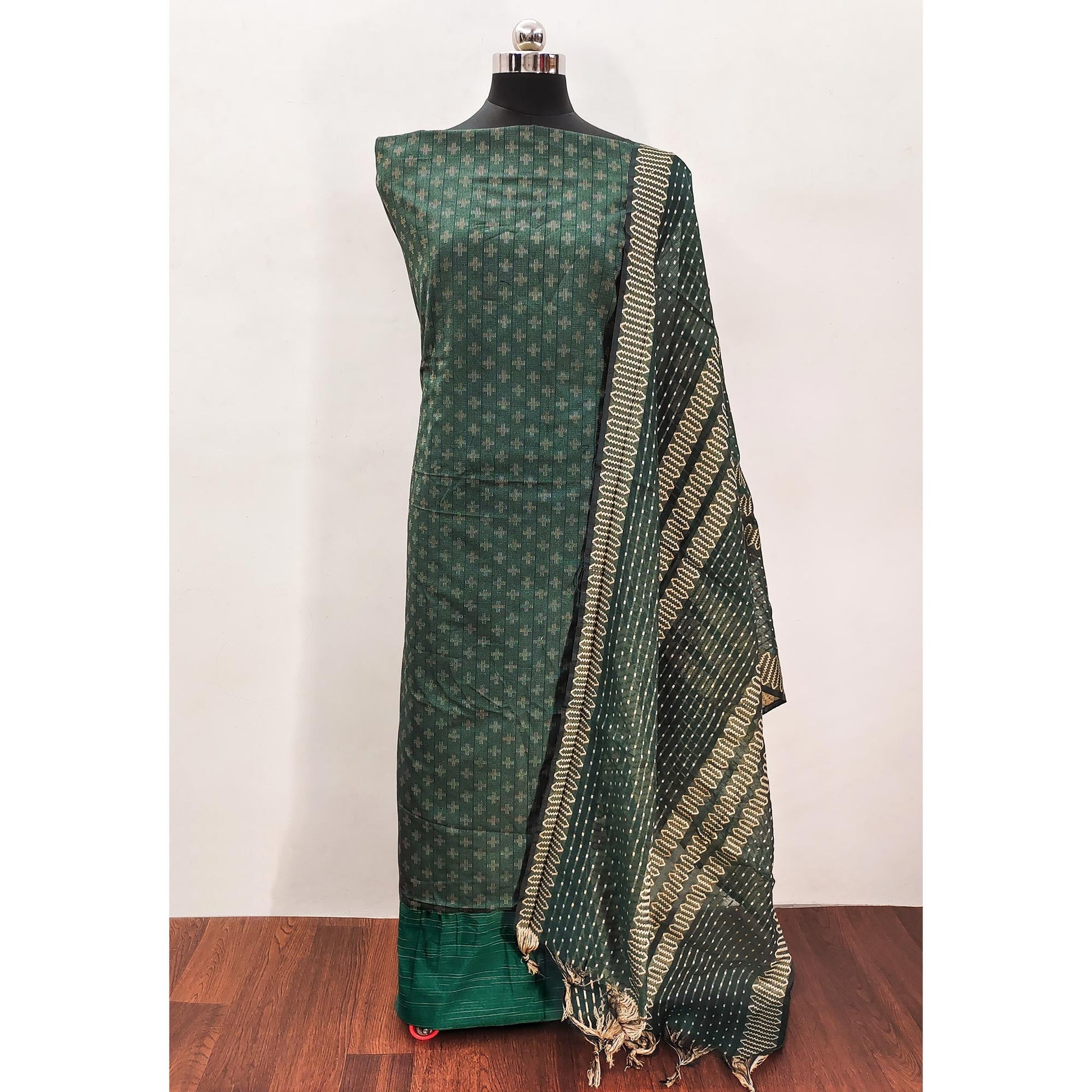 green-woven-pure-cotton-dress-material-1