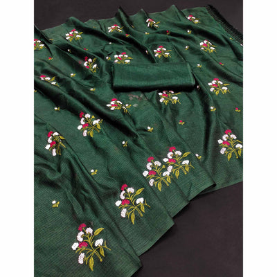 green-floral-embroidered-kota-doria-saree-with-tassels