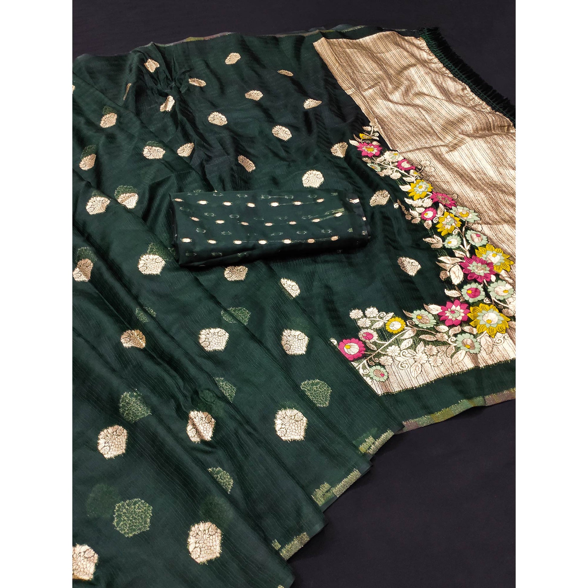 green-floral-woven-organza-saree-with-tassels-9