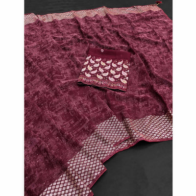 Maroon Abstract Printed Georgette Saree