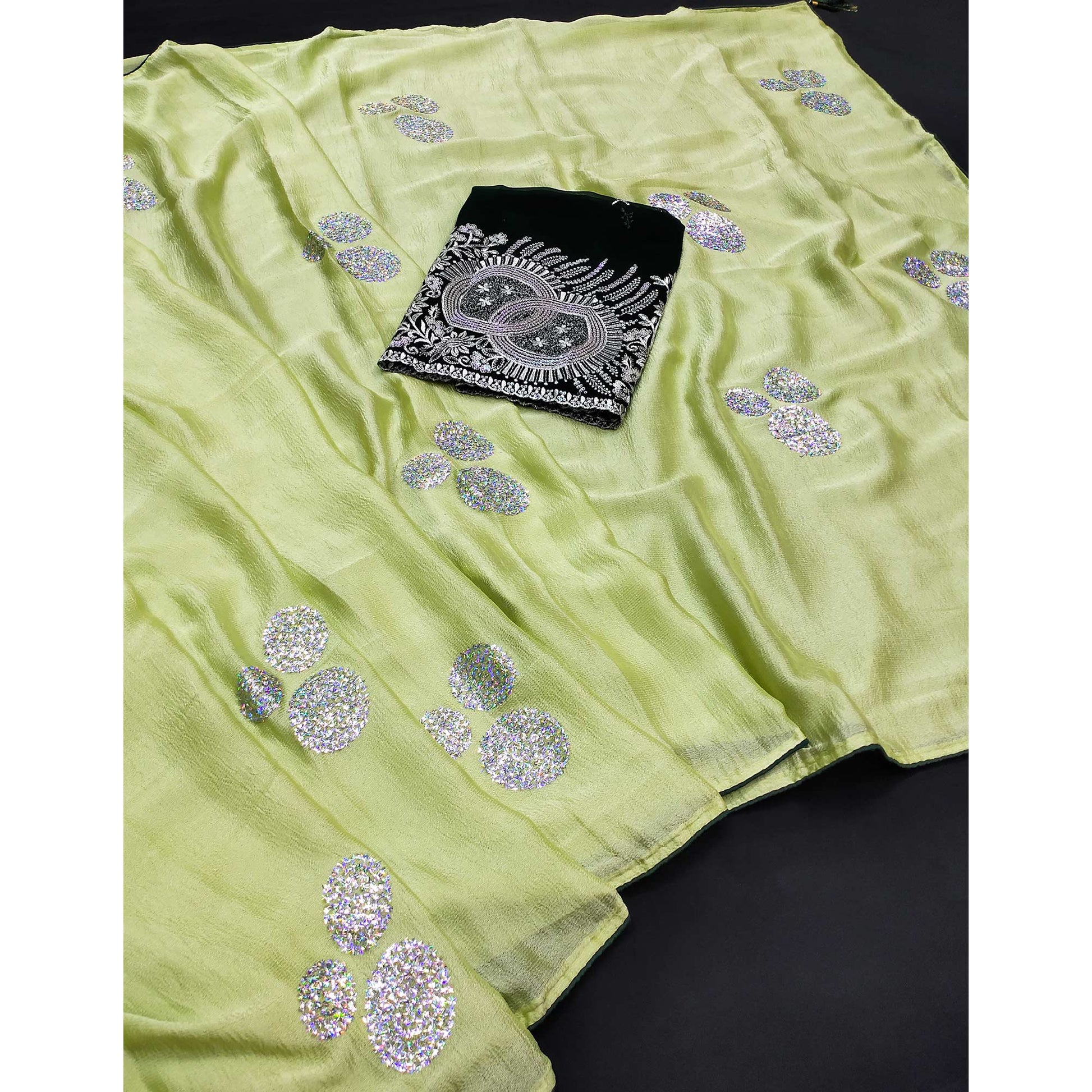 green-mirror-work-embroidered-chiffon-saree