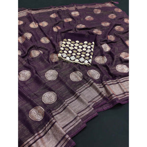 Dark Purple Foil Printed Georgette Saree