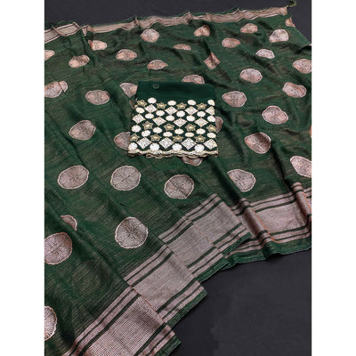 green-foil-printed-georgette-saree-9