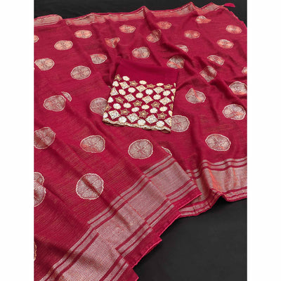 Maroon Foil Printed Georgette Saree