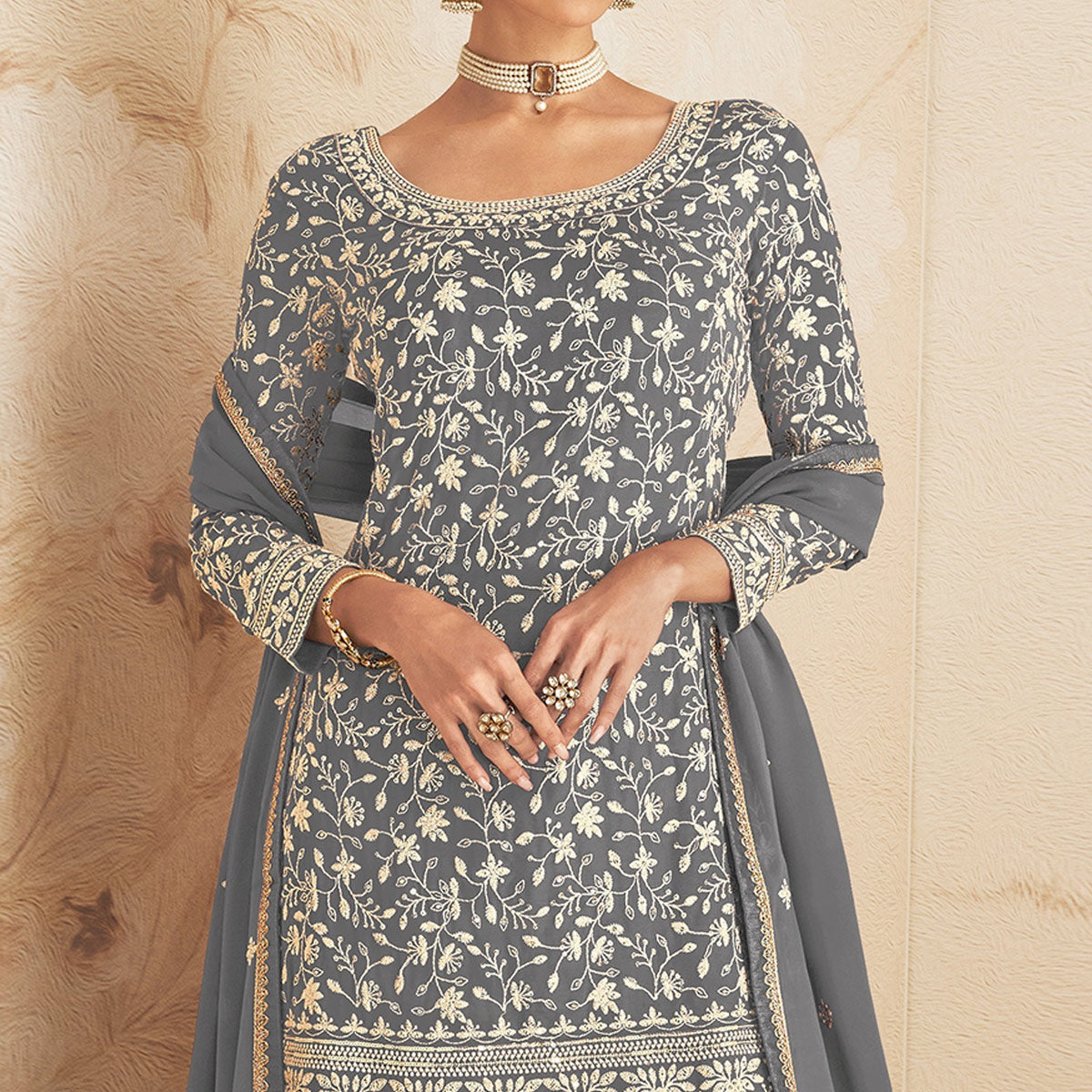 grey-floral-embroidered-georgette-semi-stitched-sharara-suit