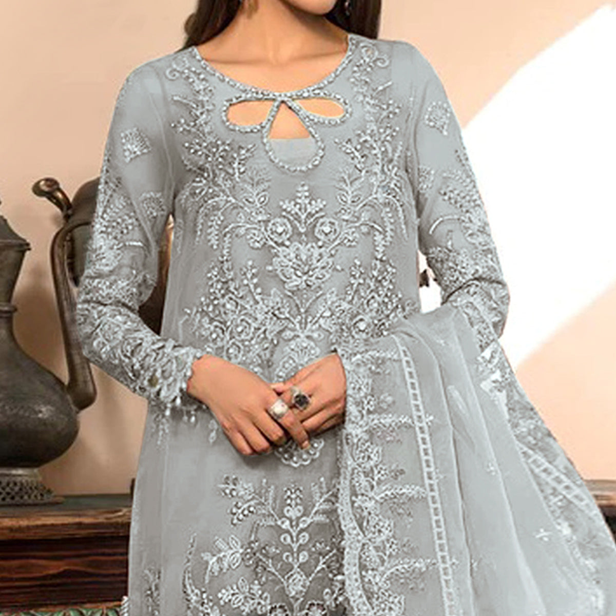 grey-black-floral-embroidered-organza-semi-stitched-pakistani-suit