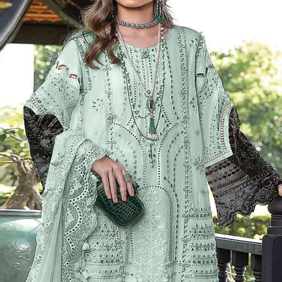 green-floral-embroidered-georgette-semi-stitched-pakistani-suit-3