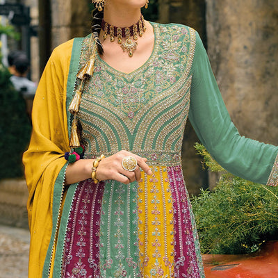 green-embroidered-chinon-semi-stitched-sharara-suit
