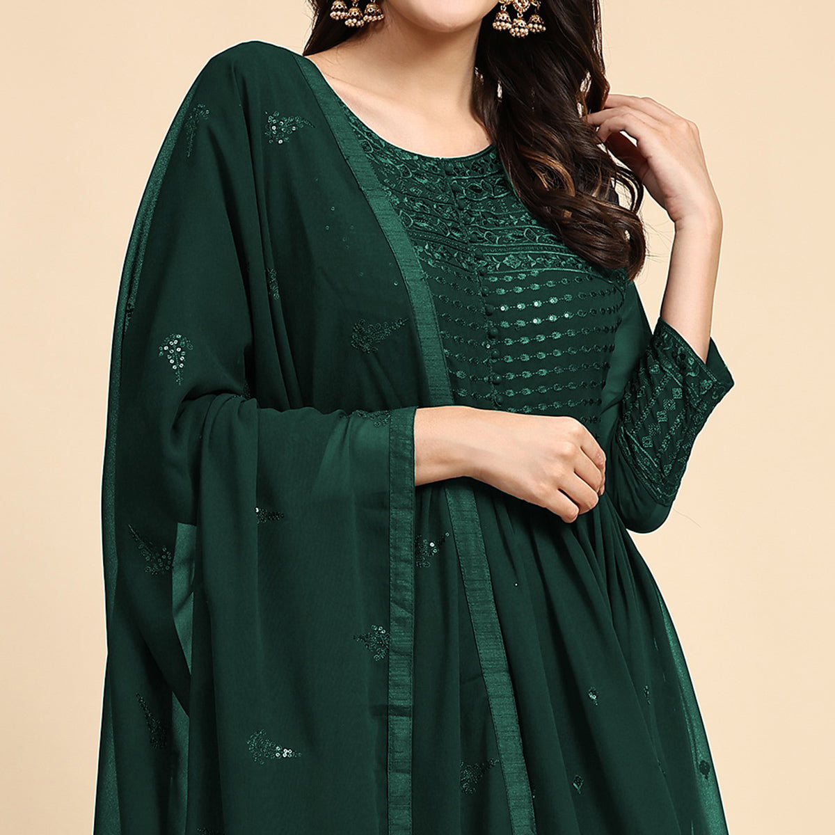 green-sequins-embroidered-georgette-semi-stitched-suit