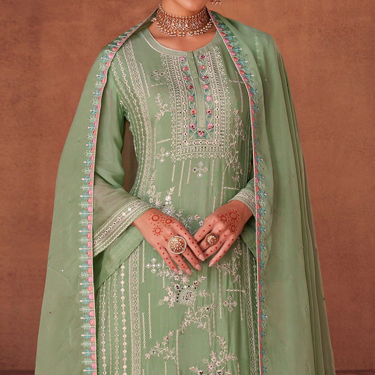 green-floral-sequins-embroidered-georgette-semi-stitched-palazzo-suit