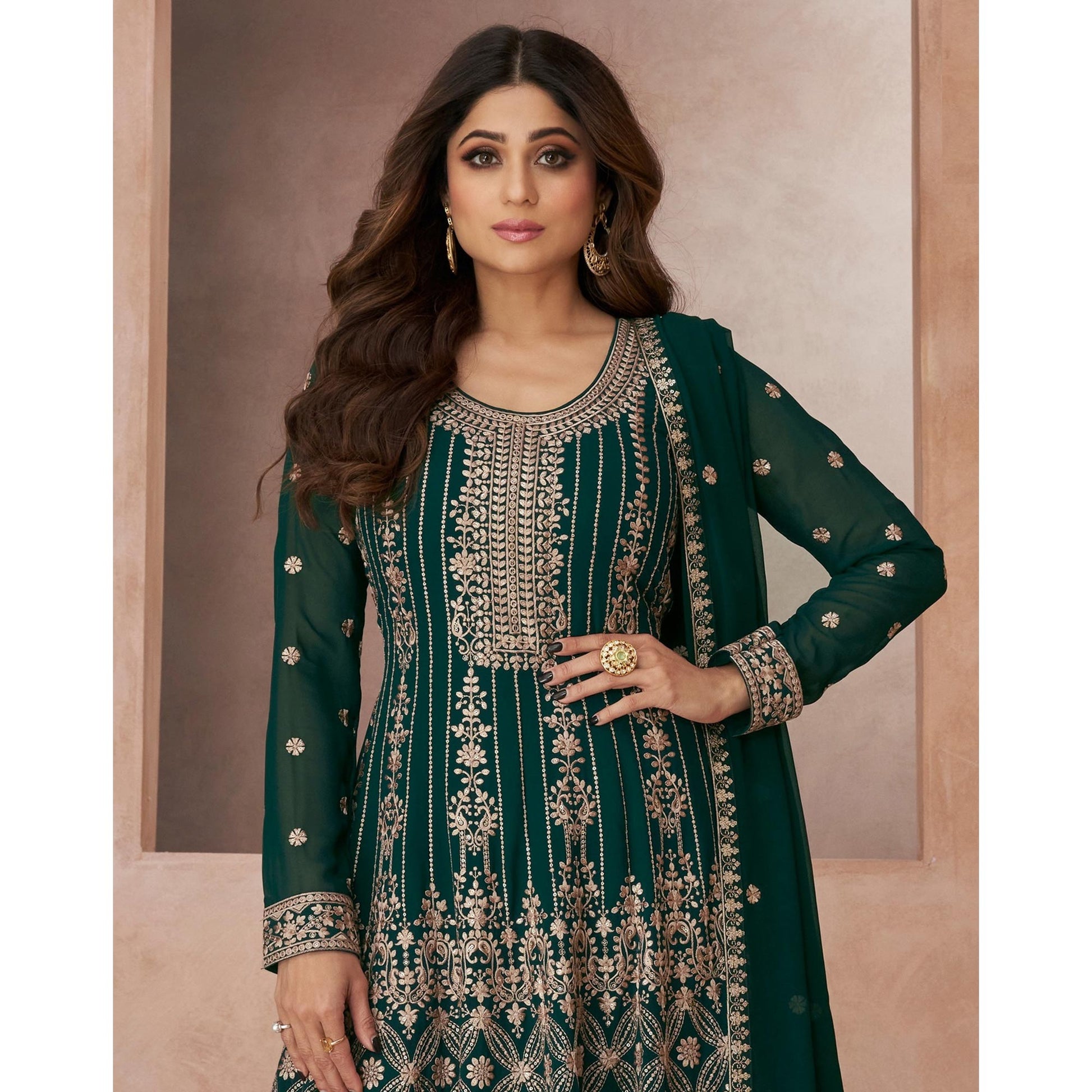 green-floral-embroidered-georgette-semi-stitched-suit-2