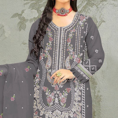 grey-floral-embroidered-organza-semi-stitched-pakistani-suit