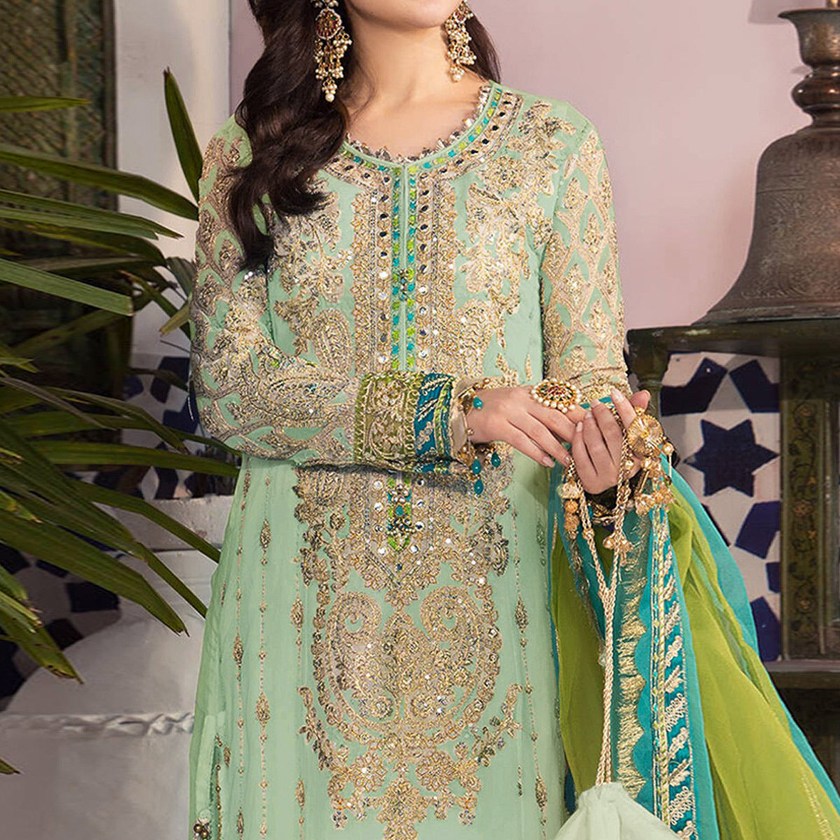 green-floral-embroidered-georgette-pakistani-suit-4
