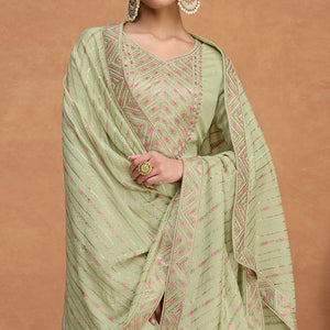 green-sequins-embroidered-pure-silk-semi-stitched-suit