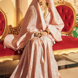 Cream Floral Zari Woven Kanjivaram SIlk Saree