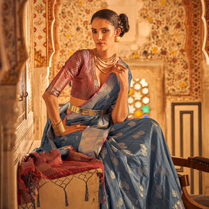 grey-floral-woven-tussar-silk-saree