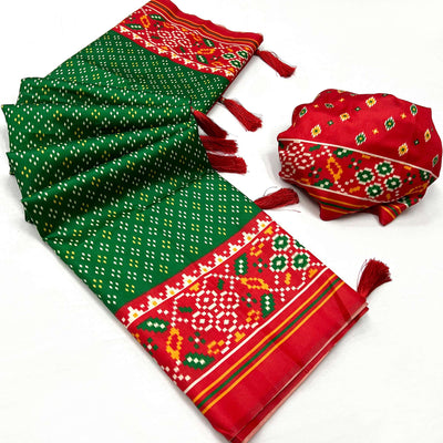 green-patola-printed-tussar-silk-saree-with-tassels