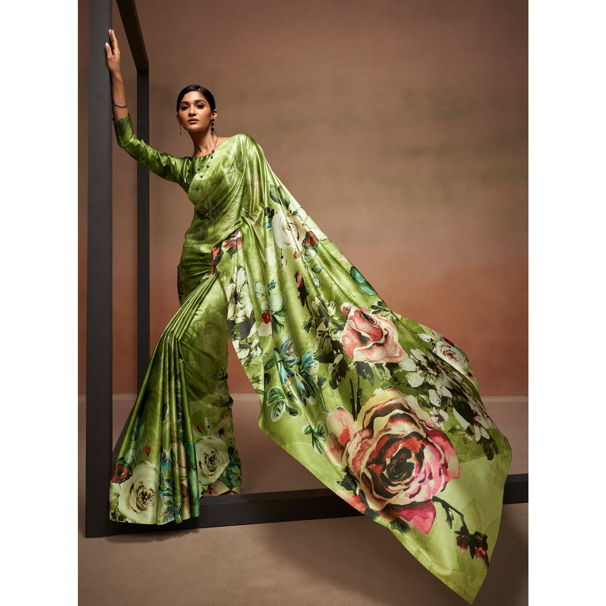 green-digital-printed-satin-saree-3