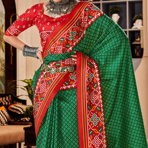 green-red-patola-printed-tussar-silk-saree