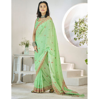 green-floral-woven-cotton-silk-saree-10