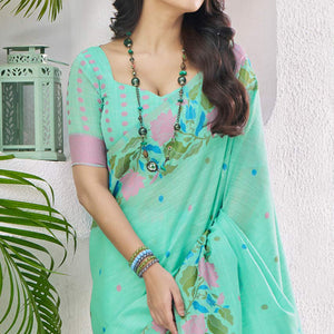 green-floral-woven-cotton-silk-saree-8