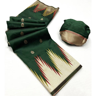 green-floral-woven-art-silk-saree-9