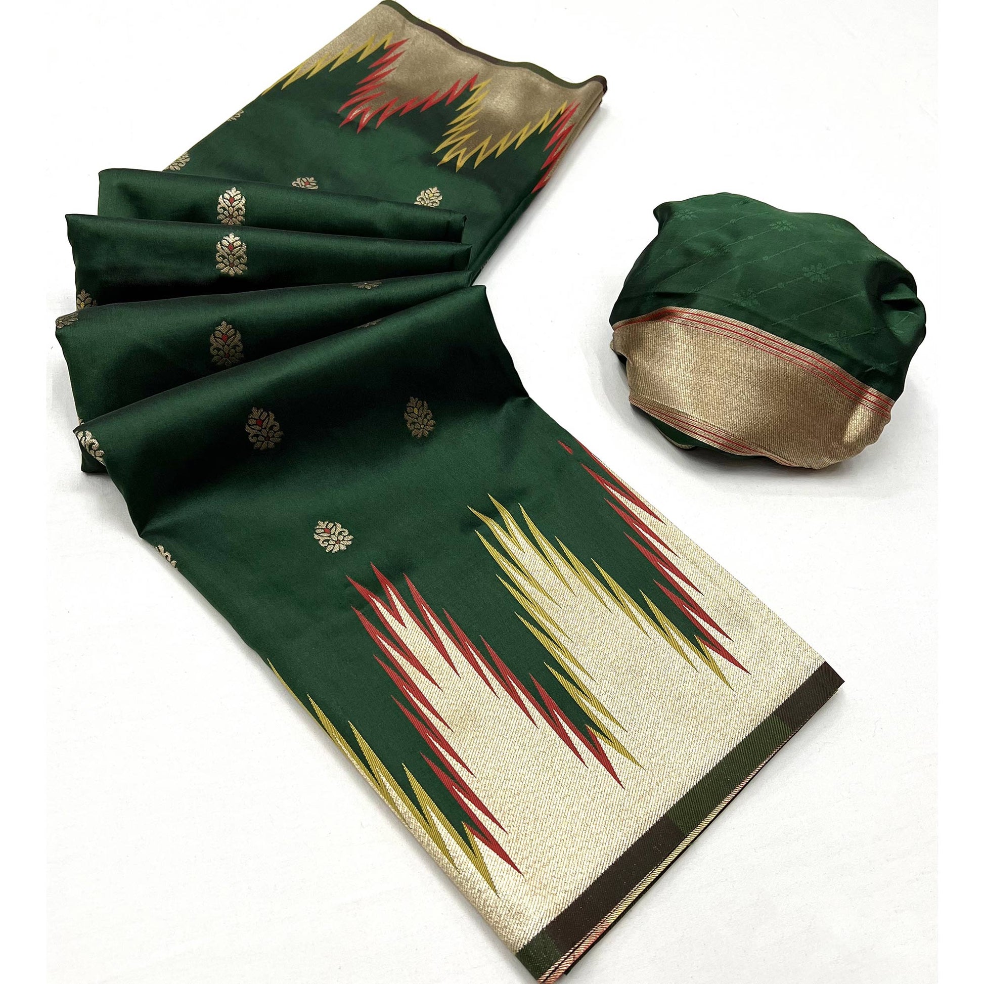 green-floral-woven-art-silk-saree-9