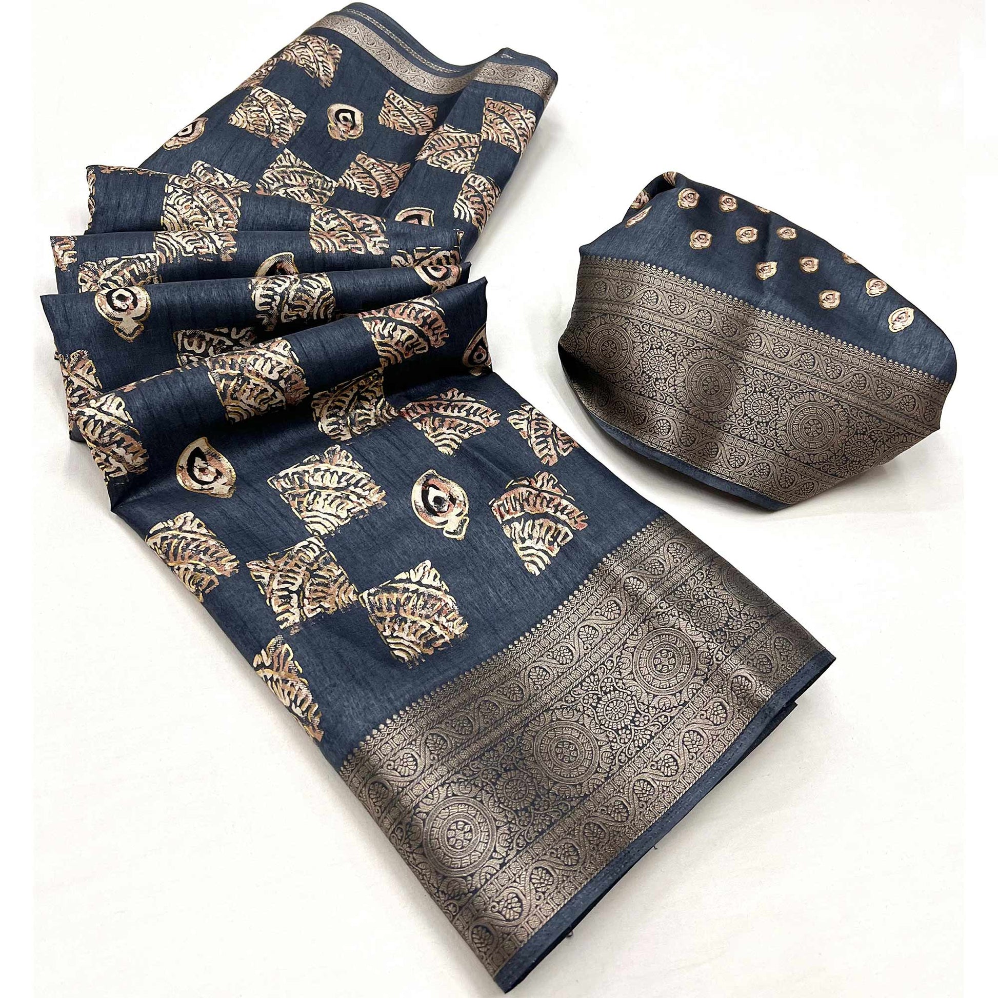 grey-foil-printed-dola-silk-saree-with-jacquard-border