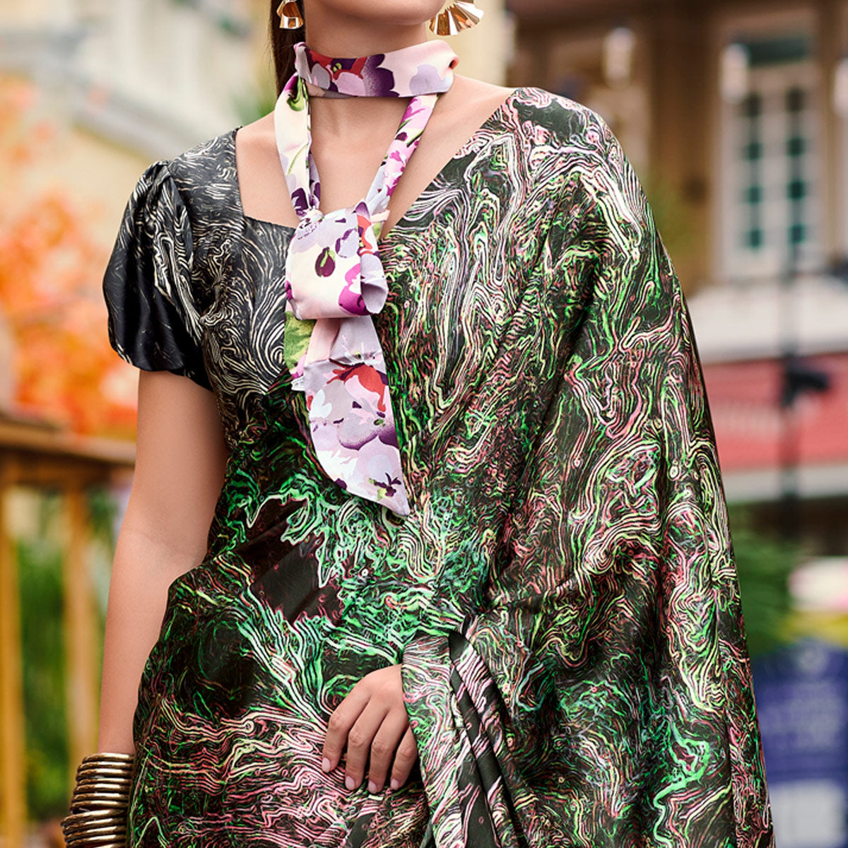 green-digital-printed-pure-satin-saree