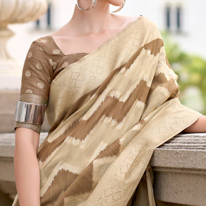 Brown Woven Cotton Silk Saree