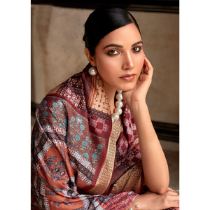 Light Maroon Printed Dola Silk Saree