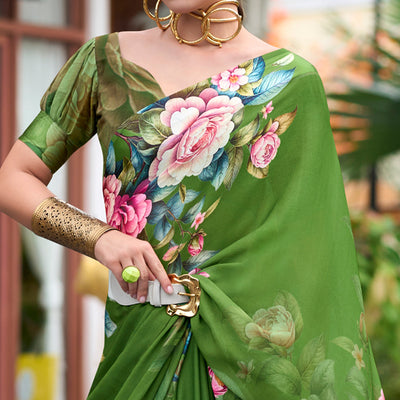green-floral-printed-georgette-saree-19