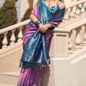 Dark Mauve Zari Weaving Pure Silk Saree