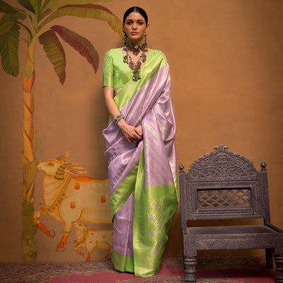 Lavender Woven Art Silk Zari Saree
