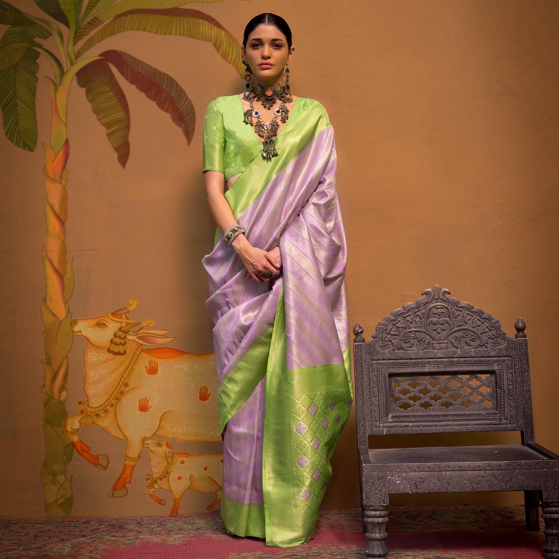 Lavender Woven Art Silk Zari Saree