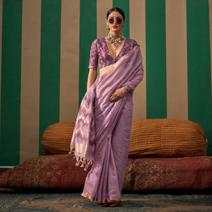 Mauve Woven Cotton Silk Saree
