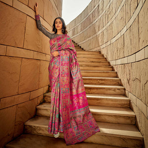 Chikoo Floral Woven Pure Cotton Saree