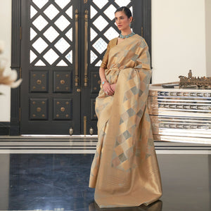 Grey Woven Organza Saree