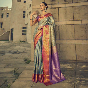 green-woven-art-silk-saree-13