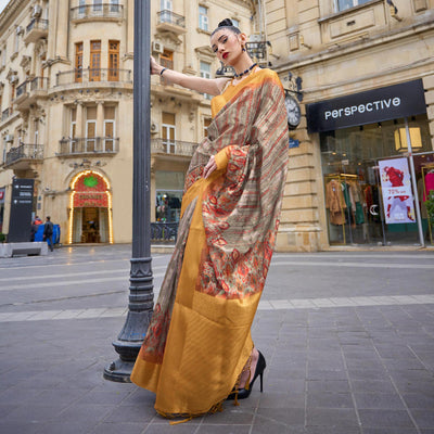 grey-floral-printed-brasso-saree-with-tassels