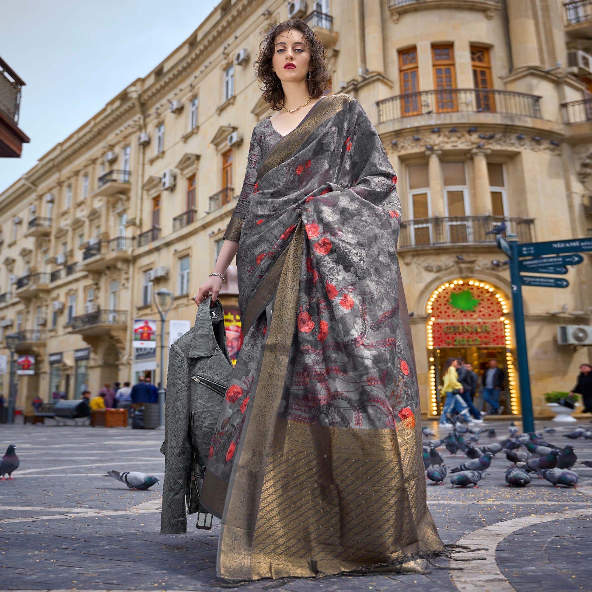 grey-floral-woven-brasso-saree-with-tassels